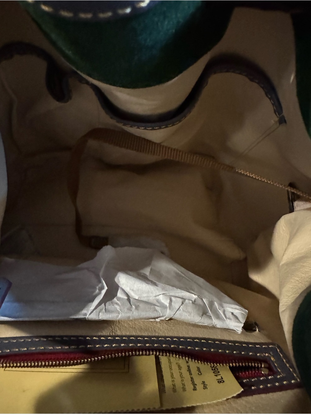 Dooney & Bourke Slate Blue Hattie Florentine Leather Drawstring Shoulder Bag - Picture 15 of 16